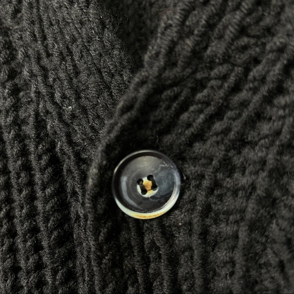 ROMEO GIGLI Wool Black Chunky Knit Slouchy Shawl Collar Cardigan Sweater XL - Picture 6 of 7